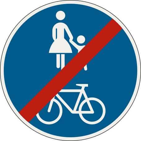 znacka Koniec spolocnej cesticky pre chodcov a cyklistov