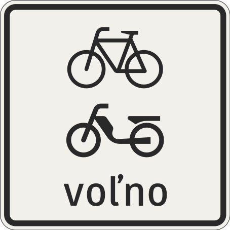 dodatková tabuľka Voľno cyklisti a mopedy