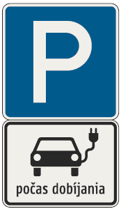 Parkovanie + Platí pre elektromobily počas dobíjania