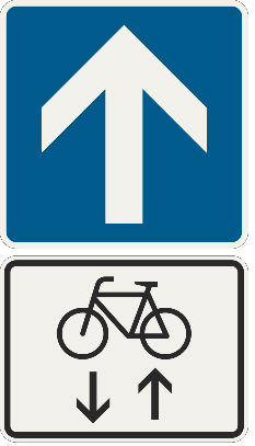 jednosmerná cesta + obojsmerná jazda cyklistov