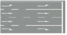 deliaca čiara medzi manévrovacím a priebežným pruhom