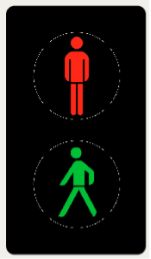 svetelné signály pre chodcov pri prechádzaní cez vozovku