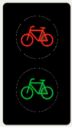 svetelné signály pre cyklistov pri prechádzaní cez vozovku
