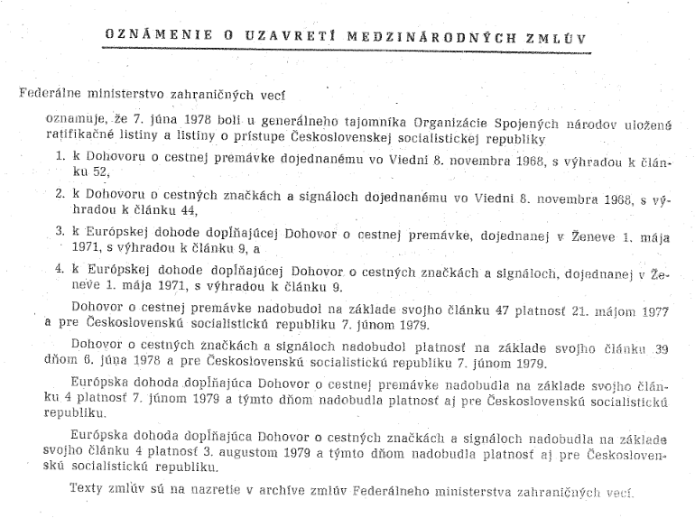 oznámenie v Zbierke zákonov ČSSR (čiastka 40, vydaná 12. decembra 1980)