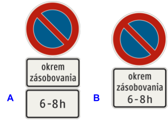 Zákaz státia, Neplatí pre, Časové obmedzenie