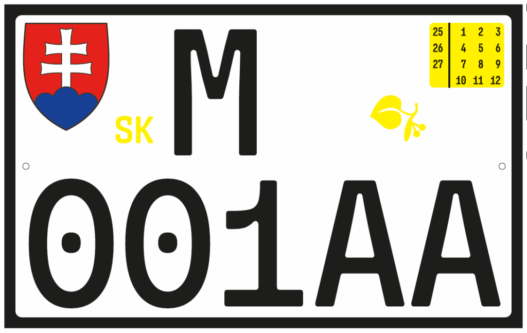 nová tabuľka s evidenčným číslom - písmeno M