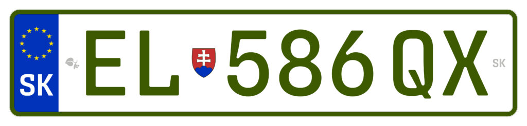 tabuľka s evidenčným číslom - elektromobily