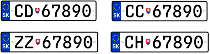 diplomatické tabuľky s evidenčným číslom